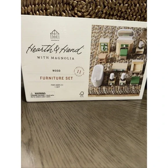 Brand New Hearth Hand Magnolia Toy Dollhouse Furniture 11-Pieces Wooden Set Bath - Picture 3 of 5